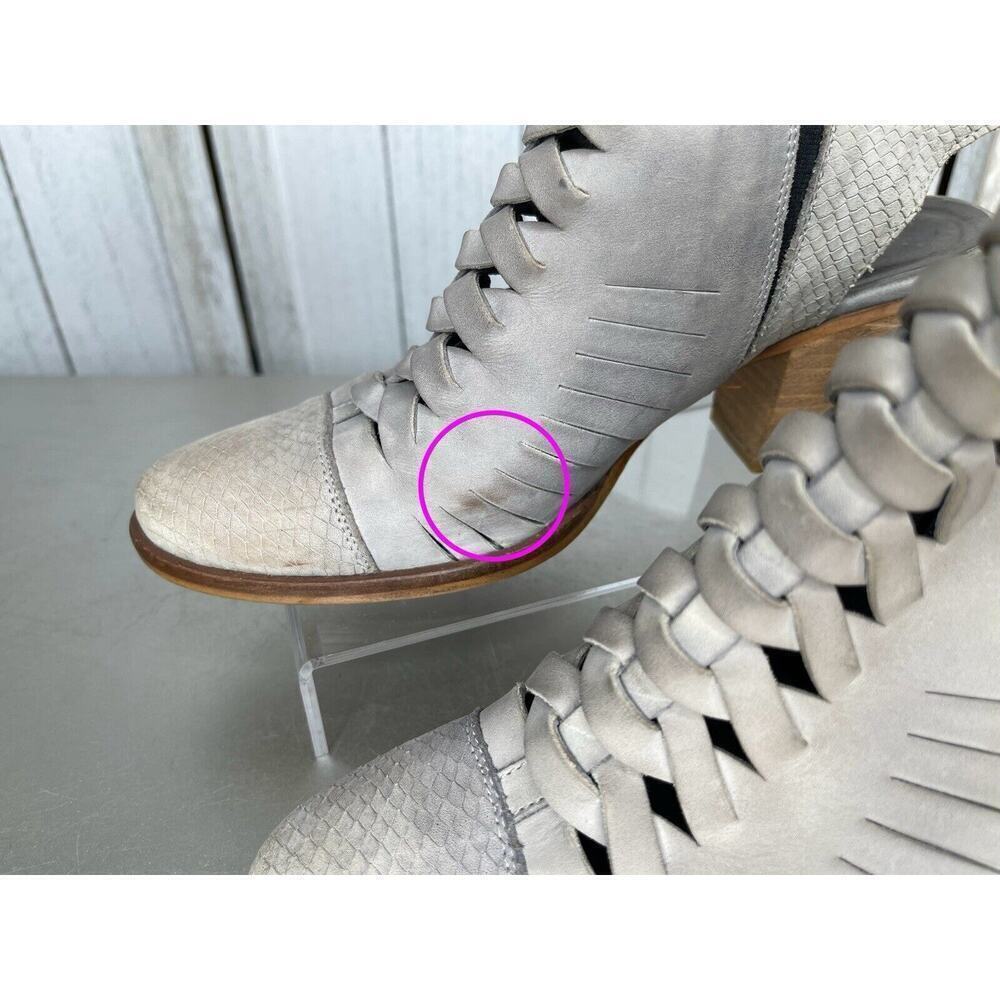 Free People Far Hills Leather Ankle Booties 38 Gray Cap Boho Festival Spain - Picture 2 of 7